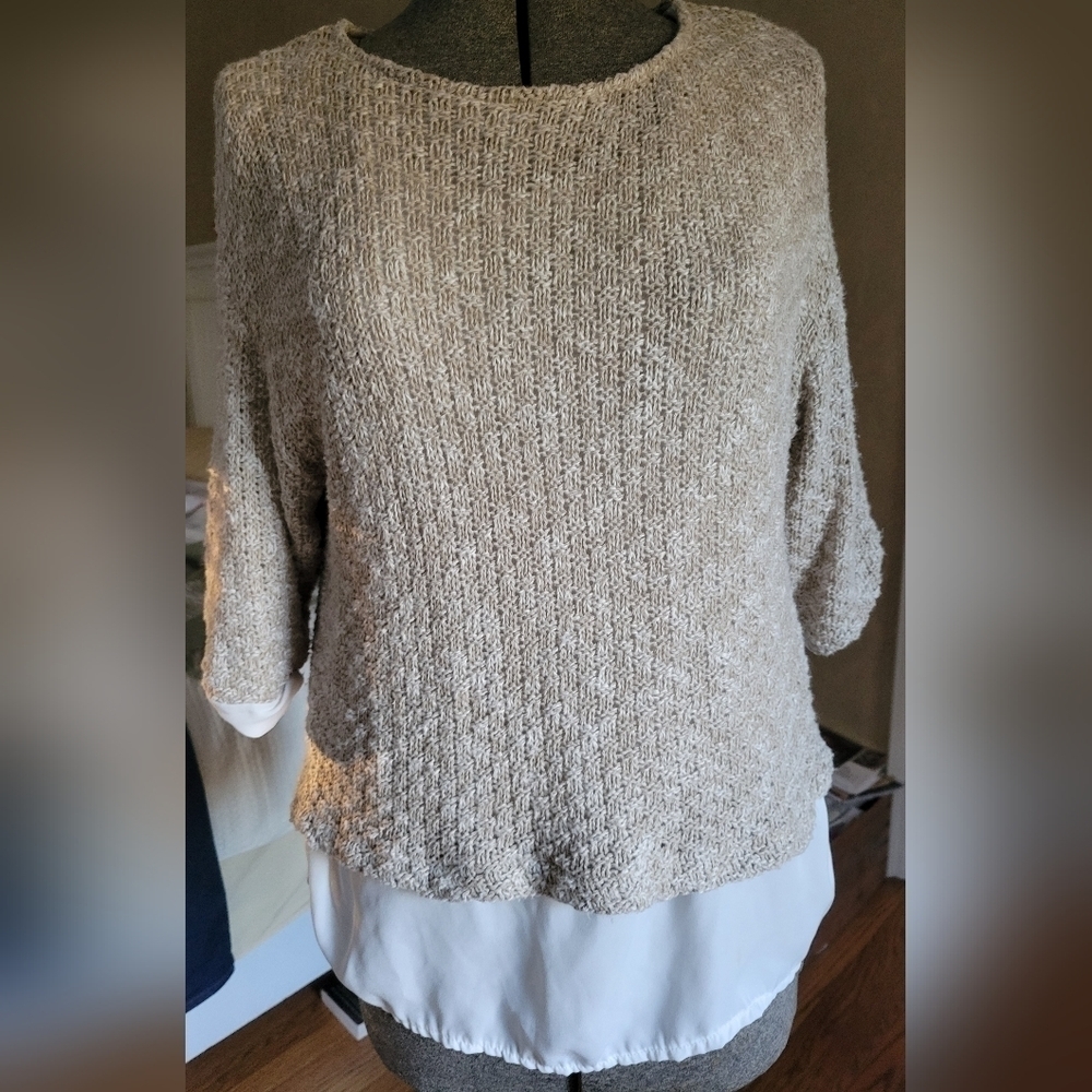 Zara Layered Chiffon Twofer Sweater-Size Small